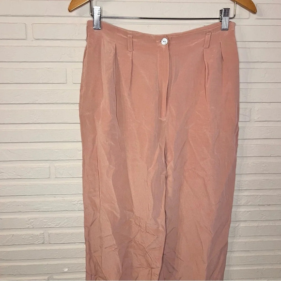 Rena Rowan Vintage Pink Silk Straight Wide Leg Pants, Women’s Size 12 Petite - Picture 8 of 8